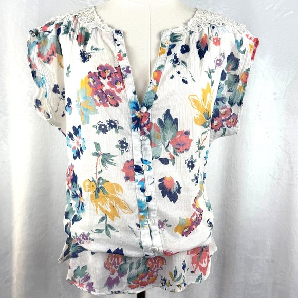 Monsoon Tops - Vintage Monsoon Floral Peplum Top Cottagecore Prairie Romantic Boho Size 6